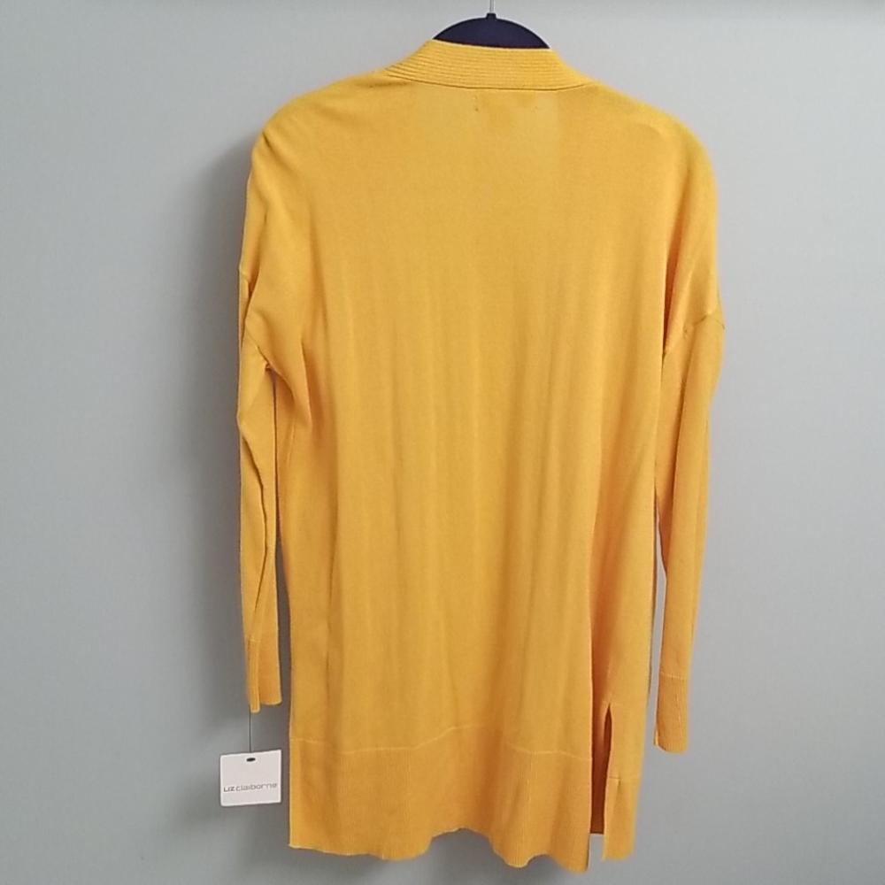 Liz Claiborne Yellow Split Hem Open Cardigan in S - Picture 9 of 9